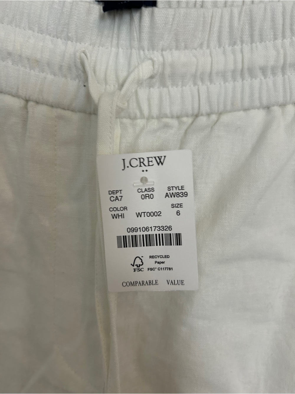 J. Crew White Straight-Leg Linen-Blend Pants NWT - Picture 3 of 4